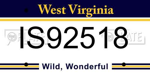 IS92518 West Virginia License Plate
