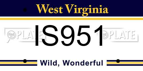 IS951 West Virginia License Plate