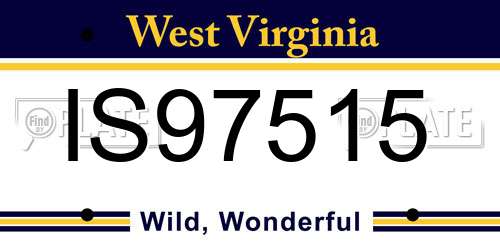 IS97515 West Virginia License Plate