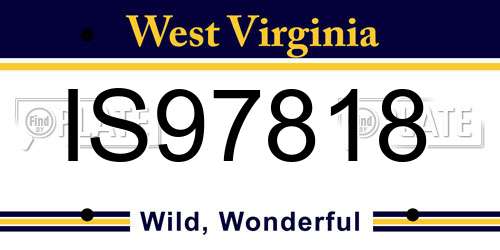 IS97818 West Virginia License Plate