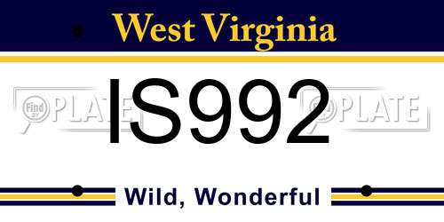 IS992 West Virginia License Plate