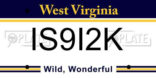 IS9I2K West Virginia License Plate