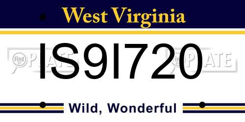 IS9I720 West Virginia License Plate