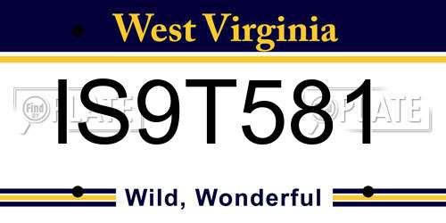 IS9T581 West Virginia License Plate