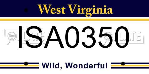 ISA0350 West Virginia License Plate