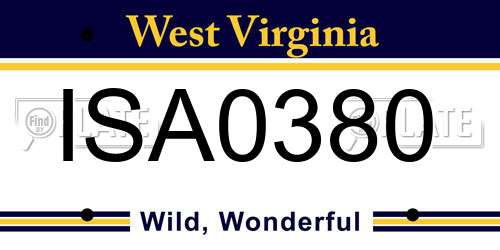 ISA0380 West Virginia License Plate