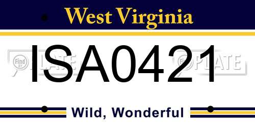 ISA0421 West Virginia License Plate
