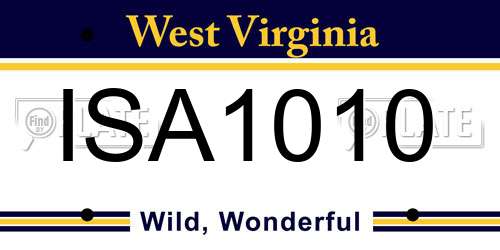 ISA1010 West Virginia License Plate