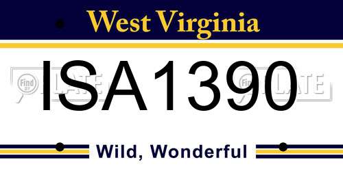 ISA1390 West Virginia License Plate
