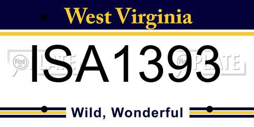 ISA1393 West Virginia License Plate