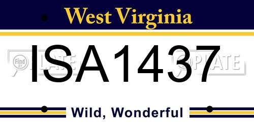 ISA1437 West Virginia License Plate