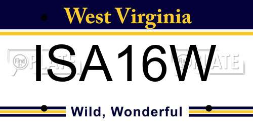 ISA16W West Virginia License Plate