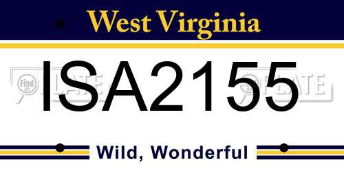 ISA2155 West Virginia License Plate