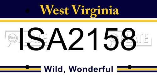 ISA2158 West Virginia License Plate