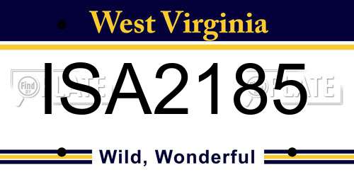 ISA2185 West Virginia License Plate