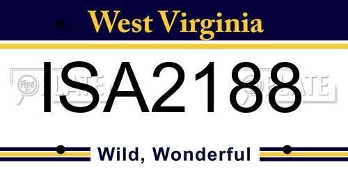 ISA2188 West Virginia License Plate