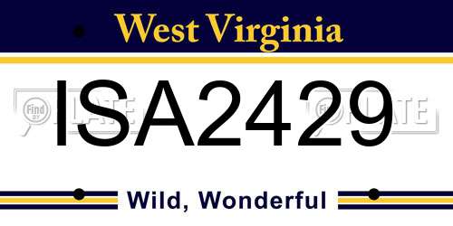 ISA2429 West Virginia License Plate