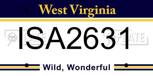 ISA2631 West Virginia License Plate