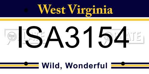 ISA3154 West Virginia License Plate