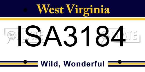 ISA3184 West Virginia License Plate