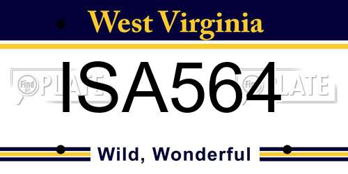 ISA564 West Virginia License Plate