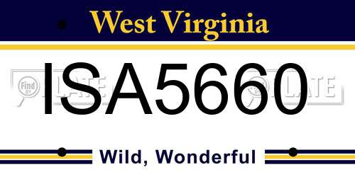 ISA5660 West Virginia License Plate