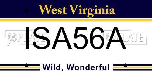 ISA56A West Virginia License Plate