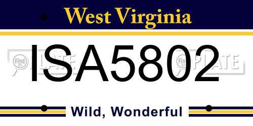 ISA5802 West Virginia License Plate