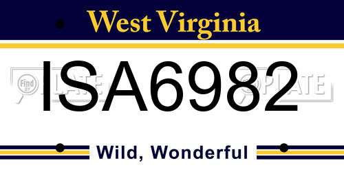 ISA6982 West Virginia License Plate