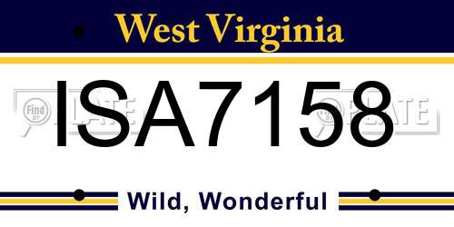 ISA7158 West Virginia License Plate