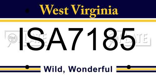 ISA7185 West Virginia License Plate