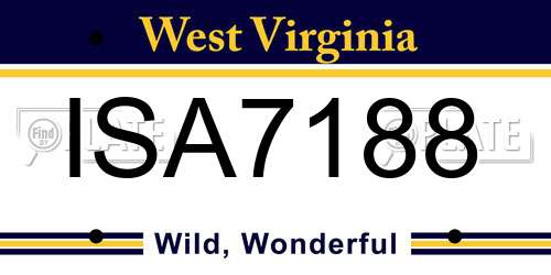 ISA7188 West Virginia License Plate