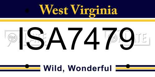 ISA7479 West Virginia License Plate