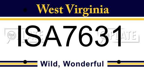 ISA7631 West Virginia License Plate