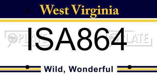 ISA864 West Virginia License Plate