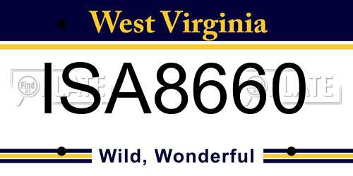 ISA8660 West Virginia License Plate