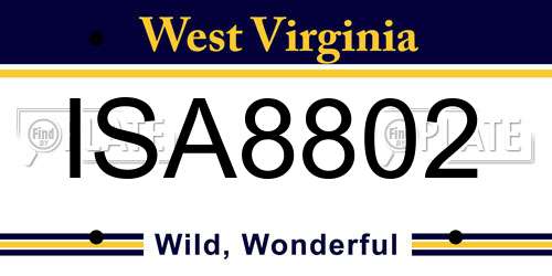 ISA8802 West Virginia License Plate