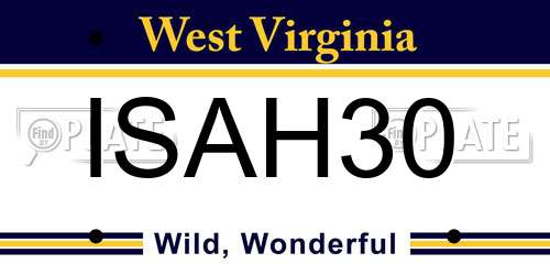 ISAH30 West Virginia License Plate