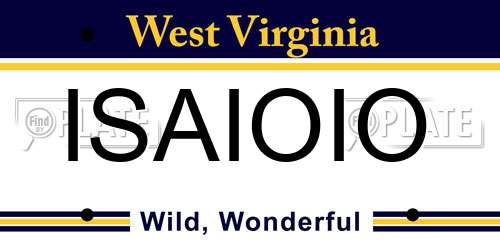ISAIOIO West Virginia License Plate