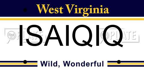 ISAIQIQ West Virginia License Plate