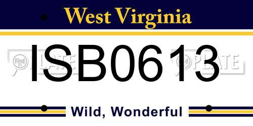 ISB0613 West Virginia License Plate