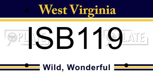 ISB119 West Virginia License Plate