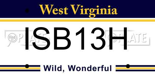 ISB13H West Virginia License Plate