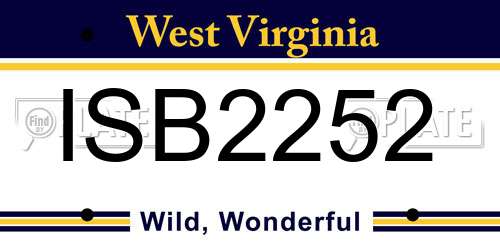 ISB2252 West Virginia License Plate