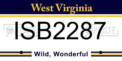 ISB2287 West Virginia License Plate