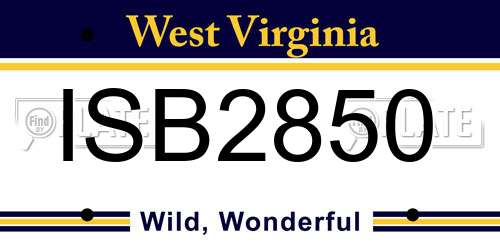 ISB2850 West Virginia License Plate
