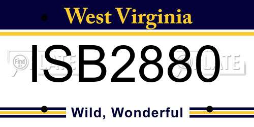 ISB2880 West Virginia License Plate