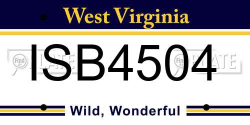 ISB4504 West Virginia License Plate