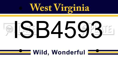 ISB4593 West Virginia License Plate
