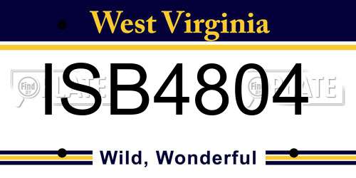 ISB4804 West Virginia License Plate